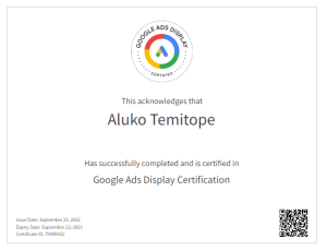 Google Ads Display Certification Temitope