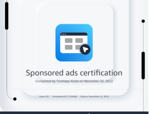 Sponsored ads certification Temitope